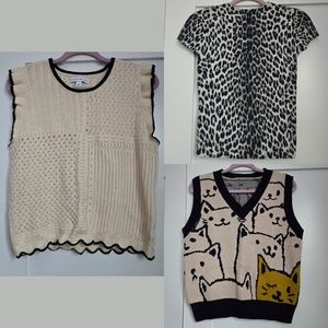 THREE Tops Vests Set Lot